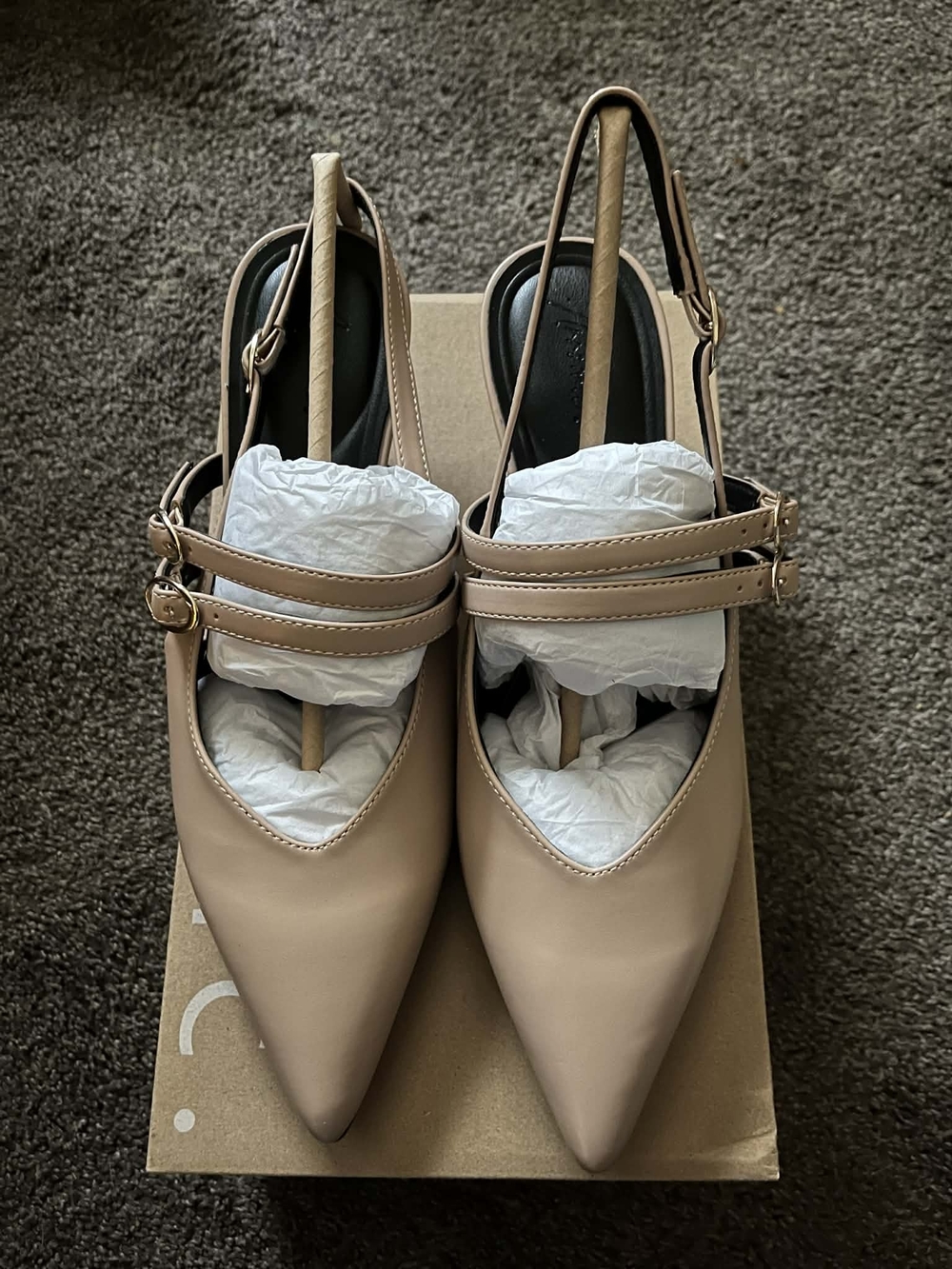 Arromic Kitten Heel Women's Pointed Toe Slingback Heels in Nude